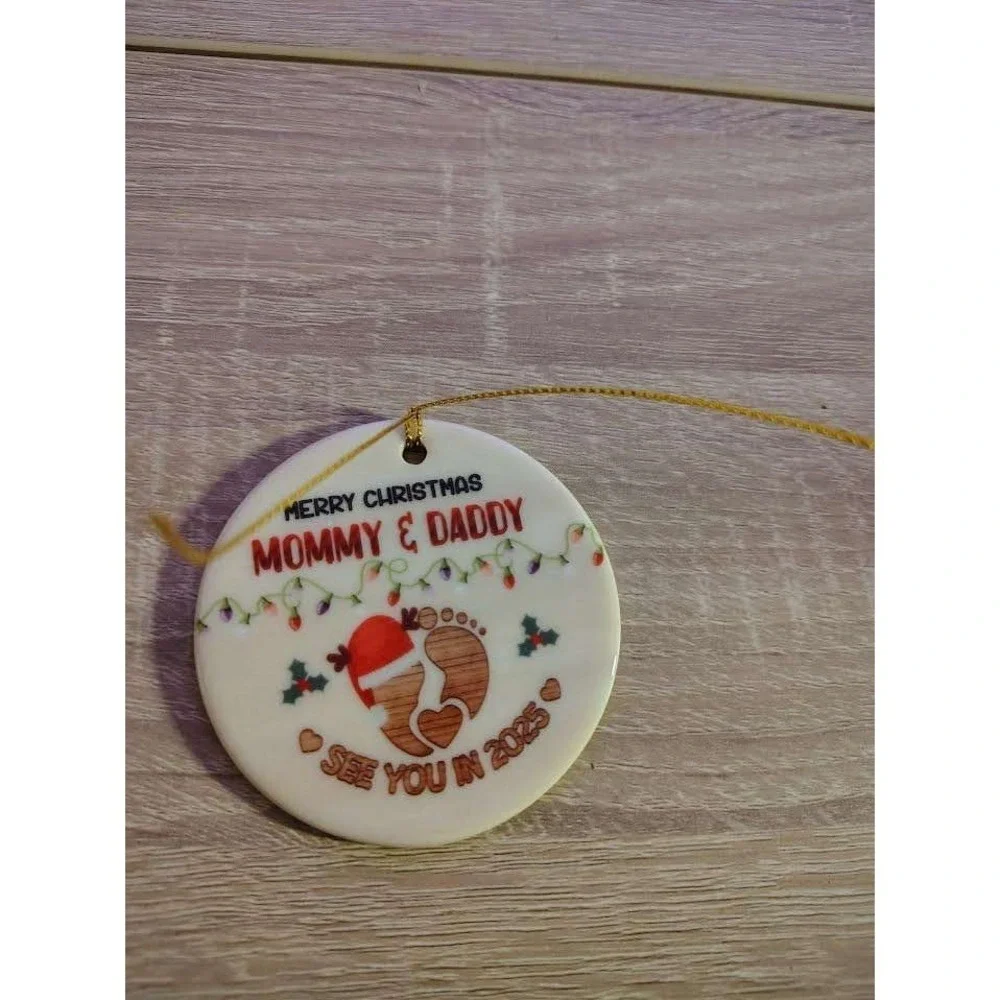 Merry‎ Christmas Mommy & Daddy 2025 Ornament Baby Expecting Gift